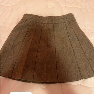 Zara Brown Knit Pleated Skirt